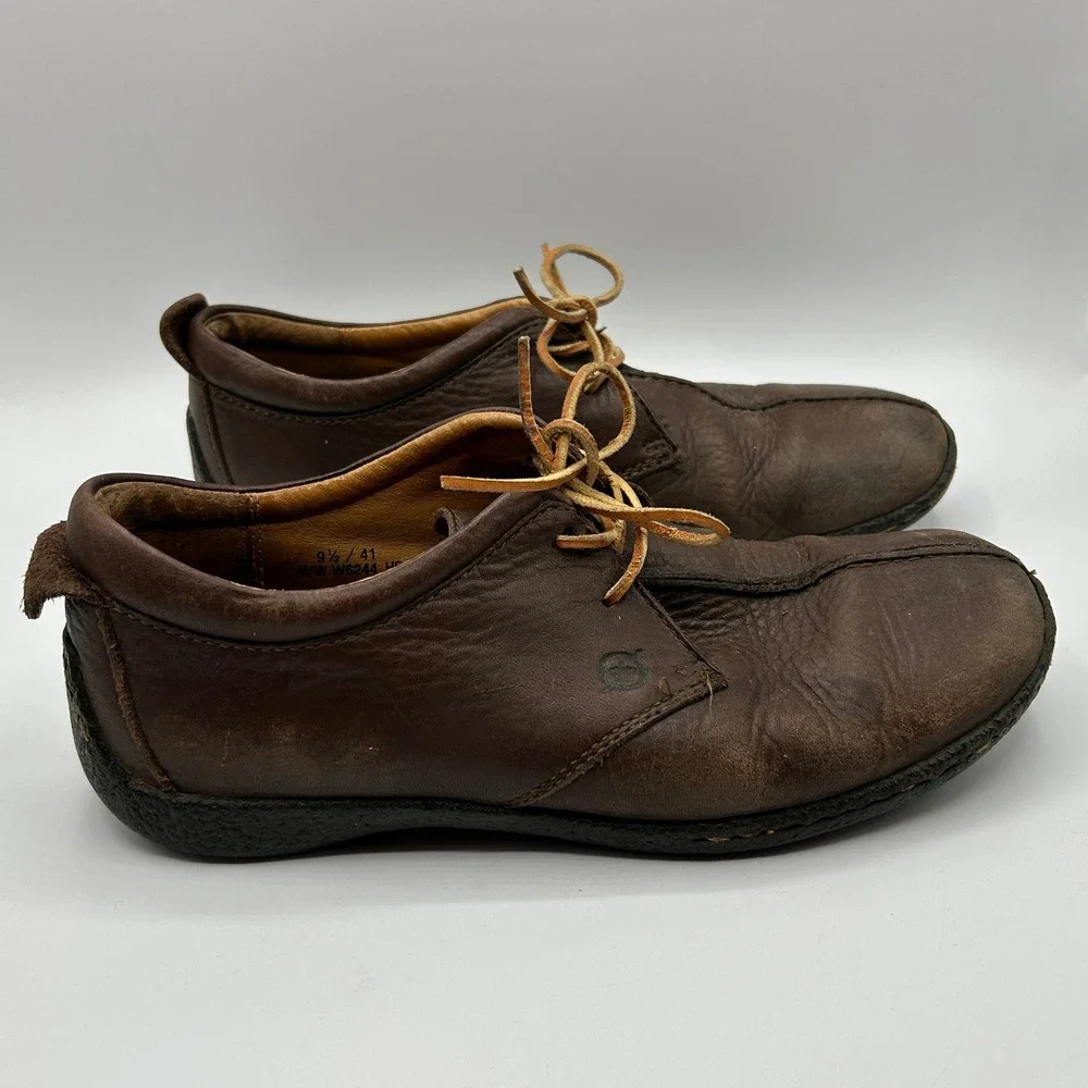 Born Brown Leather Comfort Oxford Shoes Mens 9.5 W6244 Hand Crafted Derby Rugged